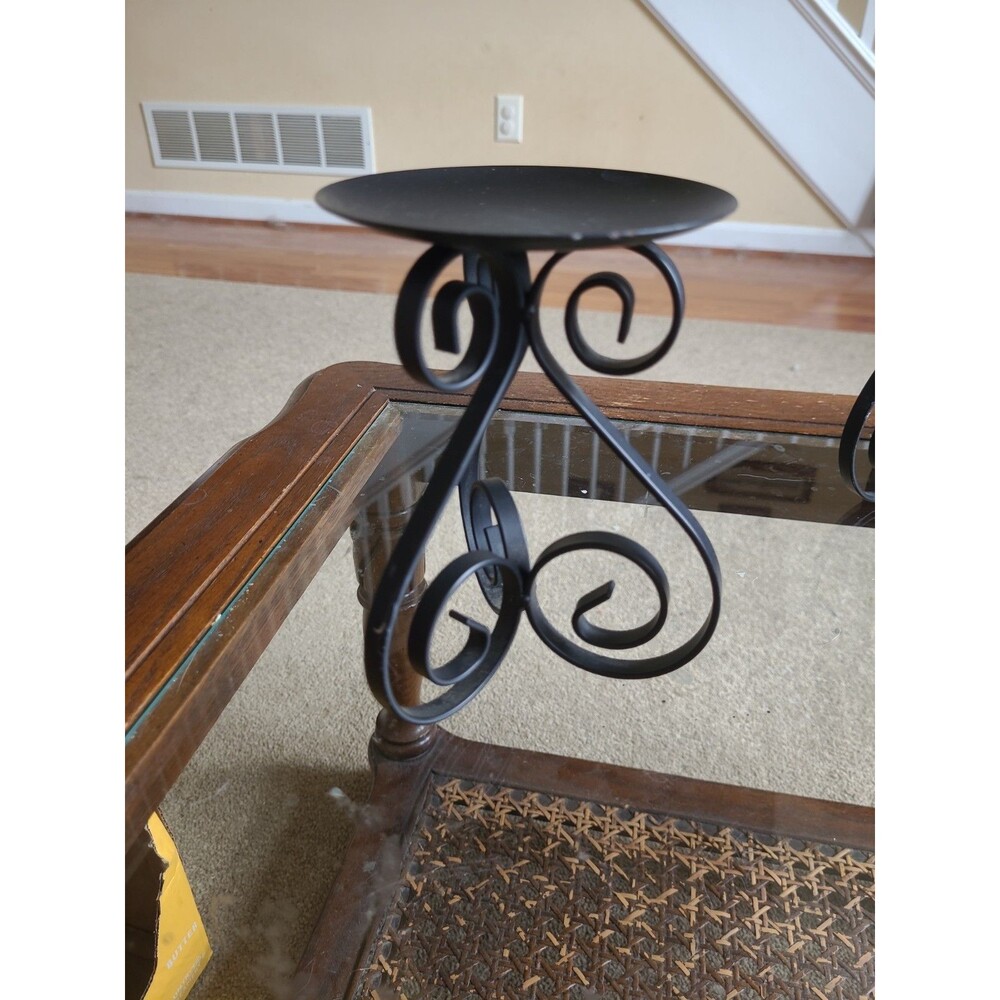 Lot of 3 Black Metal Pillar Candle Holders 4” Dia Graduated Heights - Picture 5 of 11